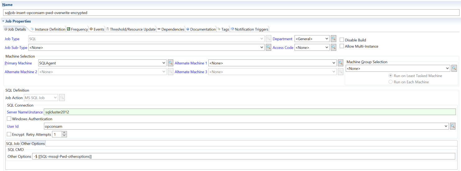 Defining MS SQL Job to Monitor with Password Overwrite Option Defining MS SQL Job to Monitor with Password Overwrite Option