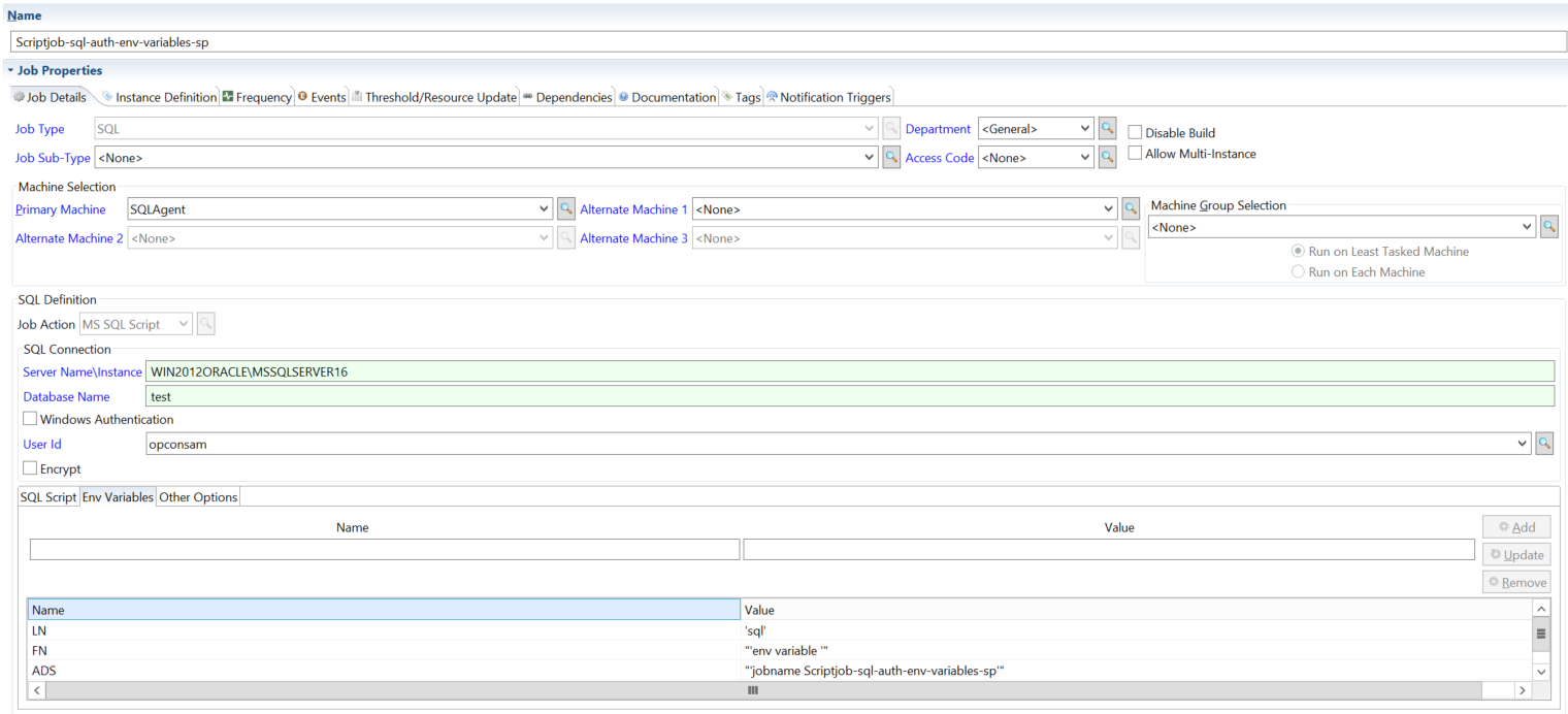 Defining MS SQL Script with In Line Script and Environment Variables Defining MS SQL Script with In Line Script and Environment Variables