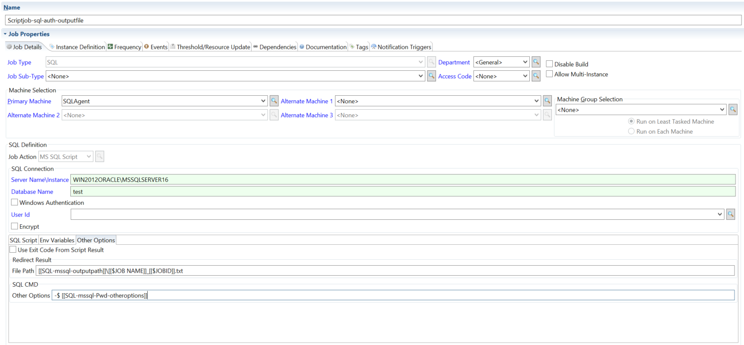 Defining MS SQL Script with Output File Path and Password Overwrite Option Defining MS SQL Script with Output File Path and Password Overwrite Option