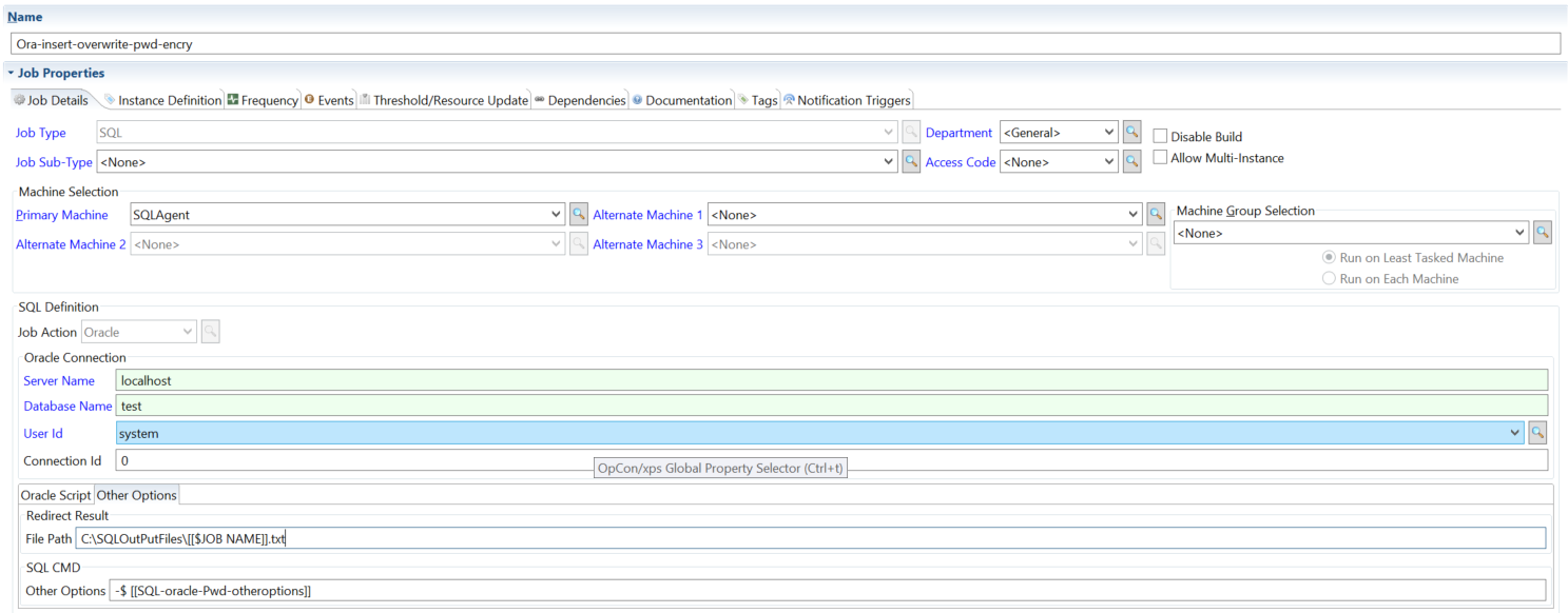 Defining Oracle with Output File Path and Password Overwrite Option Defining Oracle with Output File Path and Password Overwrite Option