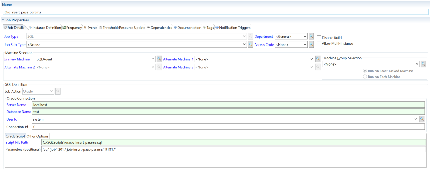 Defining Oracle with Parameters Defining Oracle with Parameters
