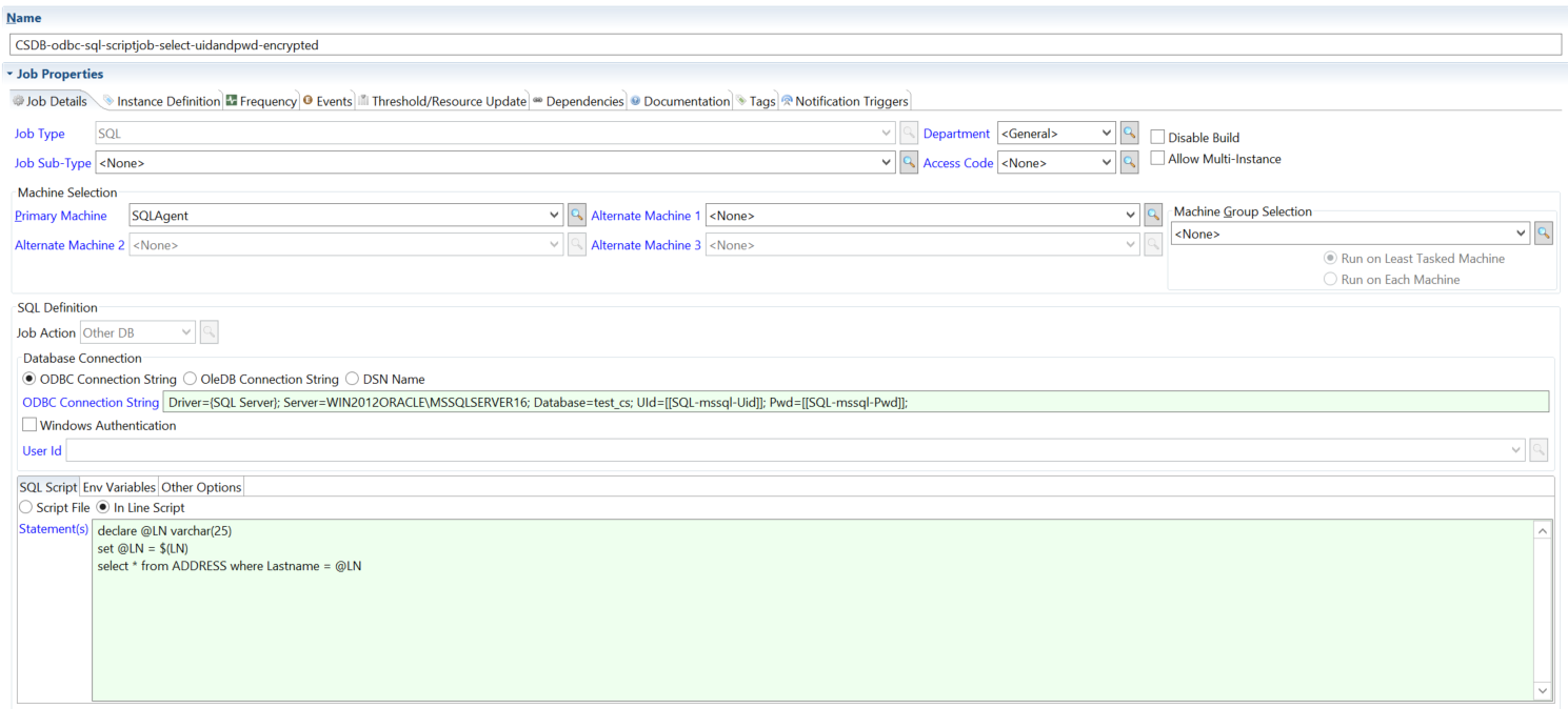 Defining Other DB using ODBC Connection String with In Line Script and Environment Variables Defining Other DB using ODBC Connection String with In Line Script and Environment Variables
