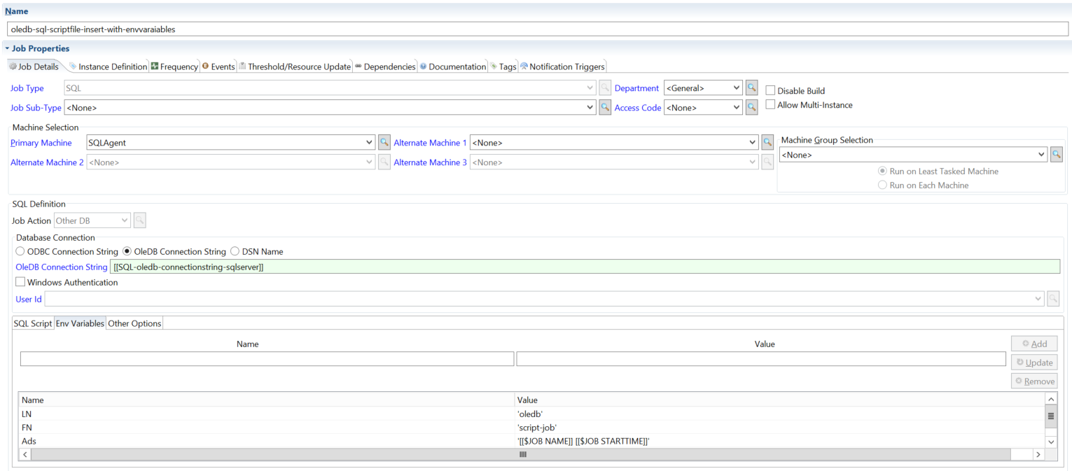 Defining Other DB using OleDB Connection String with Environment Variables Defining Other DB using OleDB Connection String with Environment Variables