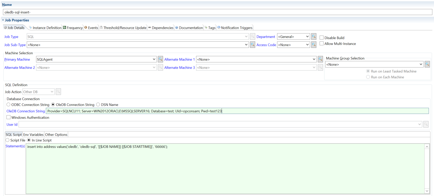 Defining Other DB using OleDB Connection String with In Line Script Defining Other DB using OleDB Connection String with In Line Script