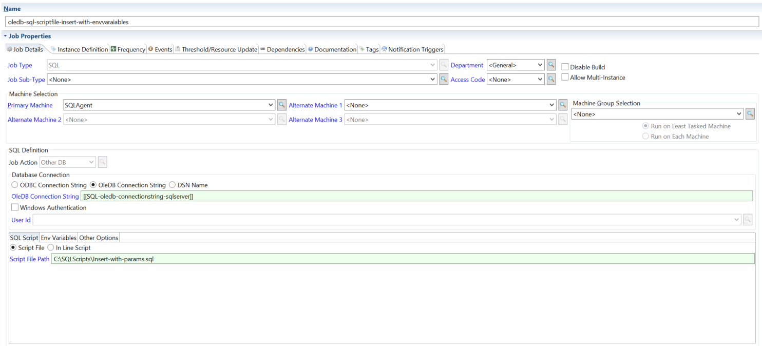 Defining Other DB using OleDB Connection String with Script File Defining Other DB using OleDB Connection String with Script File