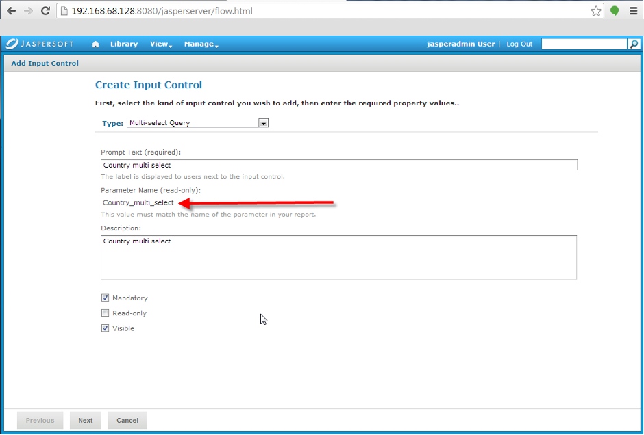 Parameter name field