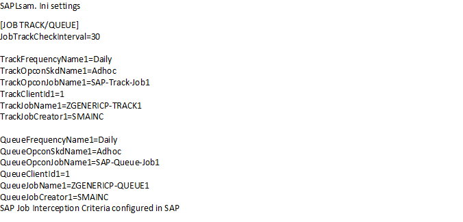 SAPLsam.ini Settings