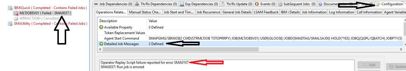 Error messages from STROPRRPY via STRMLTJOB