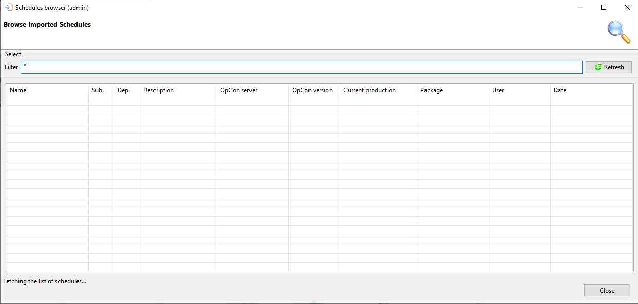 Browse Schedule Definition