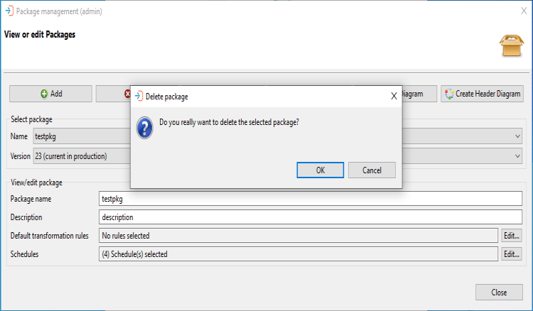 Delete Package Confirmation Message Image