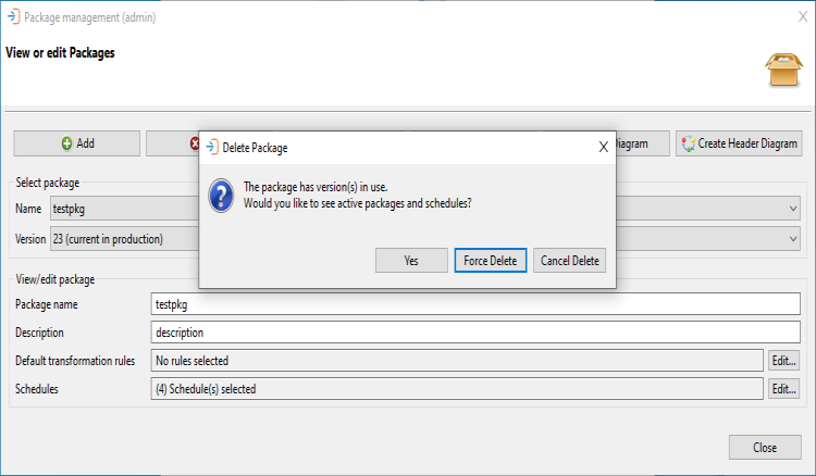 Delete Package 2nd Confirmation Message