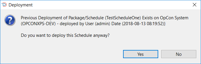 Deployment Already Exists Message