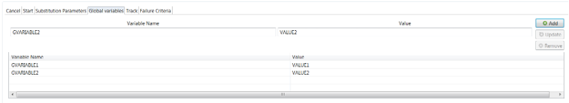 Global Variables Screen