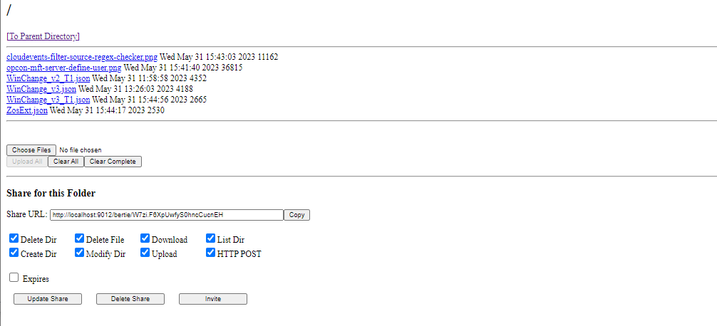 OpCon MFT Server File Sharing