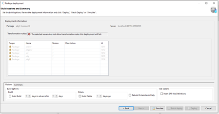 Package Deployment Transformation Rules not allowed