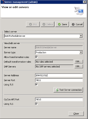 Sample Batch Schedule Server Definition