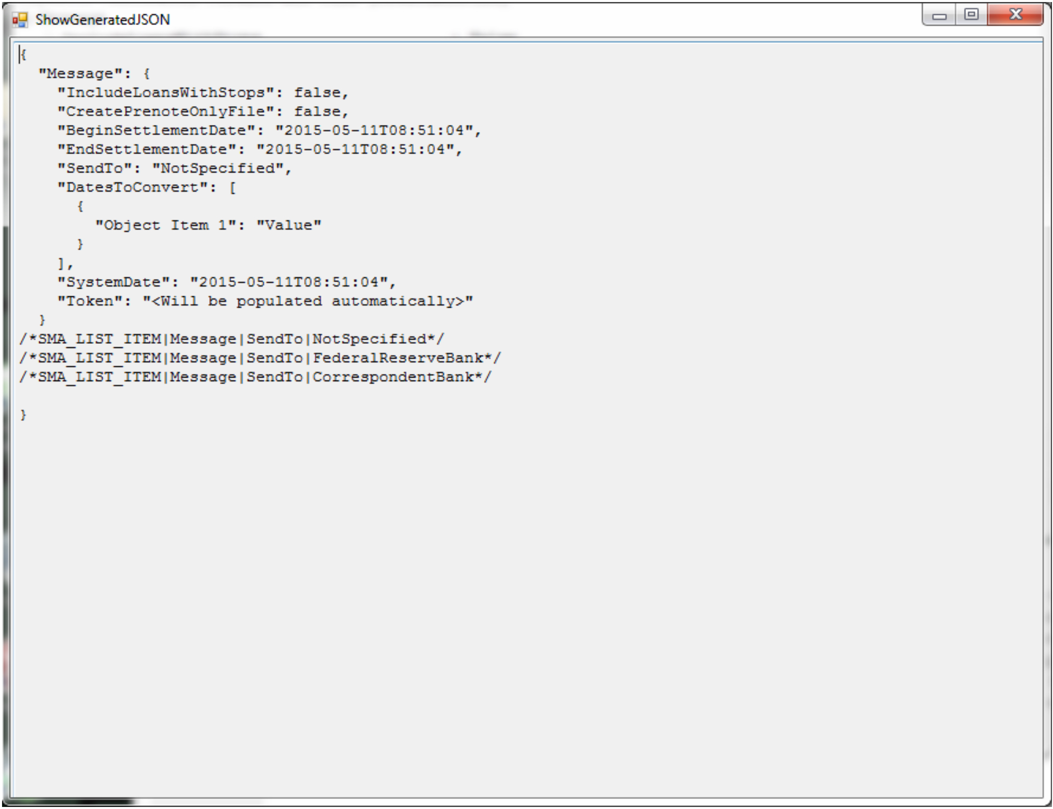 SMAFICSTemplateEditor generated JSON view