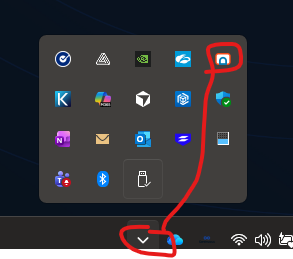 RPA Tray Client entry in the Windows system tray